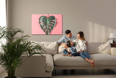 Ljuddämpande tavla - Heart-shaped monstera leaf