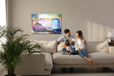 Ljuddämpande tavla - Pink car painted