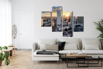 Ljuddämpande tavla - Warsaw skyscrapers at sunset