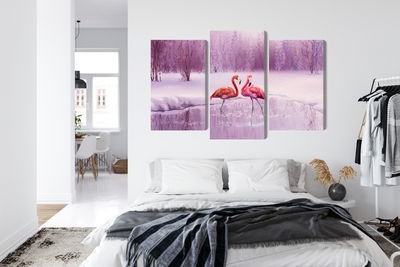 Ljuddämpande tavla - Flamingos against a purple