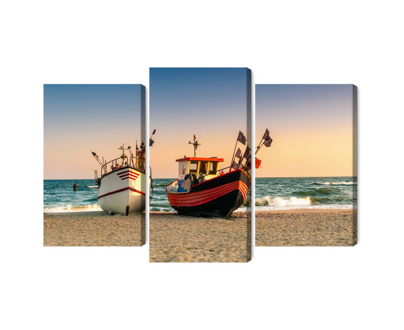 Ljuddämpande tavla - Fishing boats on the beach