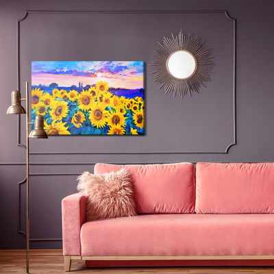 Ljuddämpande tavla - Sunflower field as painted