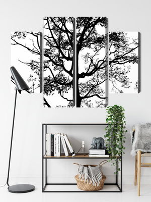 Ljuddämpande tavla - Black tree on a white