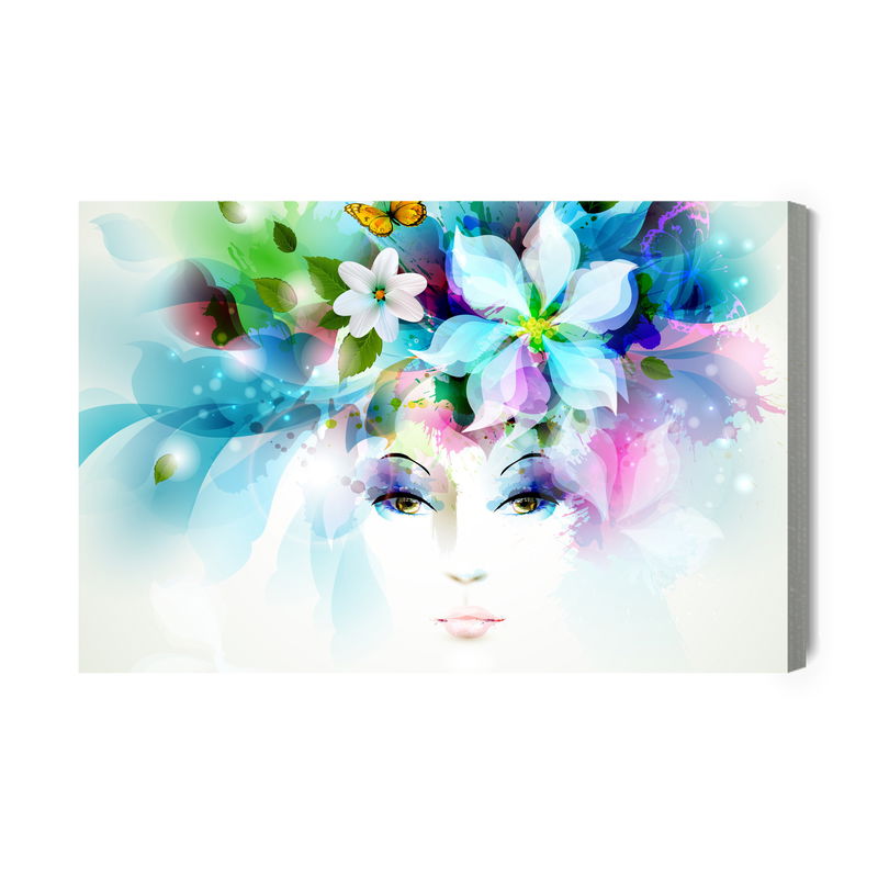 Ljuddämpande tavla - Woman's face with plants