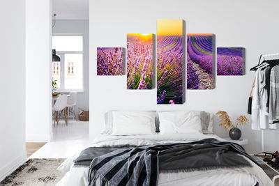 Ljuddämpande tavla - Lavender field at sunset 3d