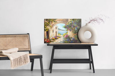 Ljuddämpande tavla - House by the sea and flowers