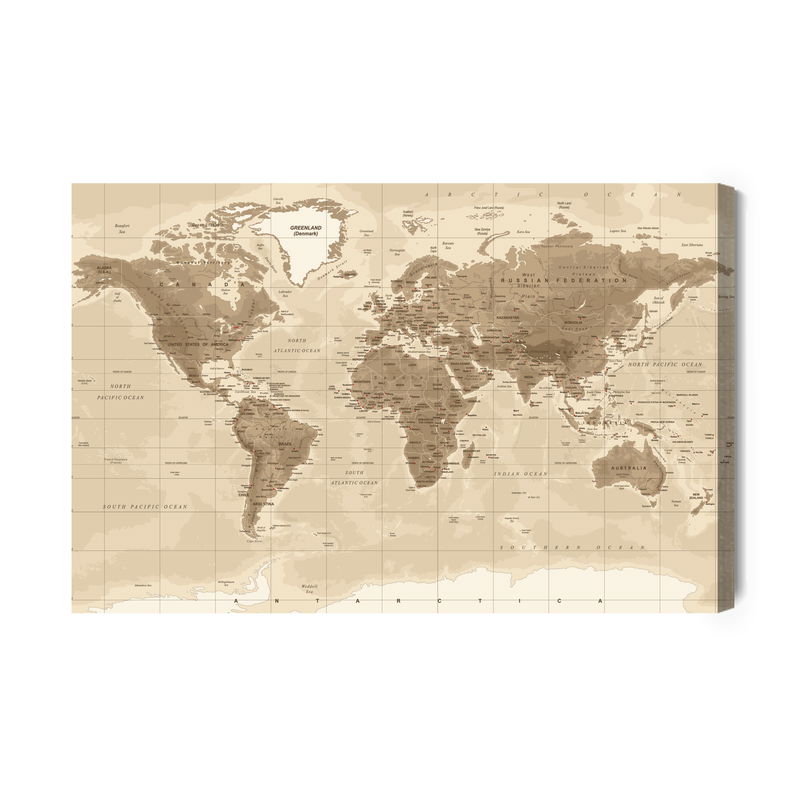 Ljuddämpande tavla - Physical world map