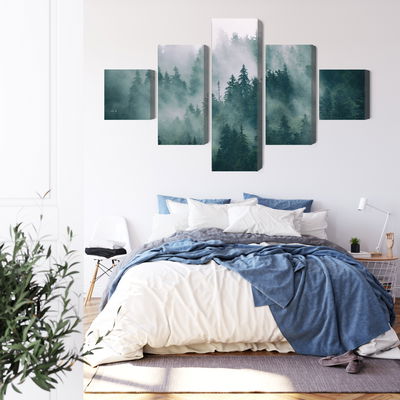 Ljuddämpande tavla - Fog in the green forest