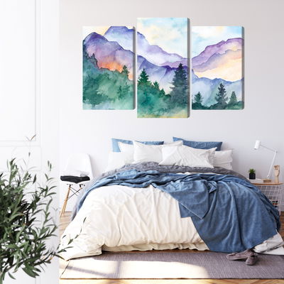 Ljuddämpande tavla - Painted mountain landscape