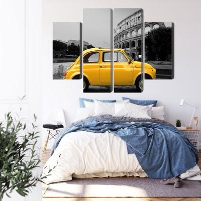 Ljuddämpande tavla - Yellow retro car