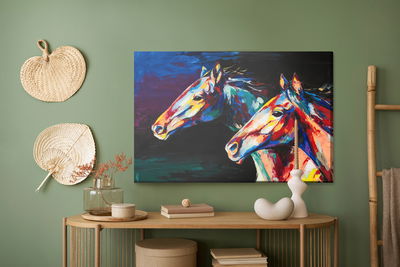 Ljuddämpande tavla - Colorful abstract horses