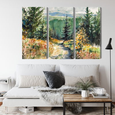 Ljuddämpande tavla - Forest landscape painted