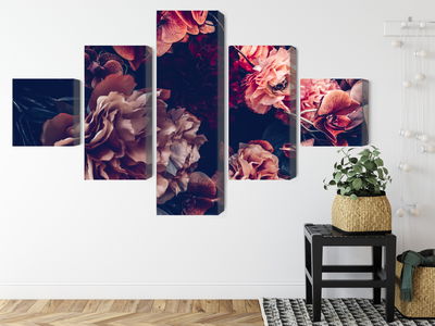 Ljuddämpande tavla - Colorful flowers in a retro