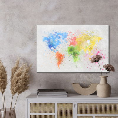 Ljuddämpande tavla - Colorful world map painted