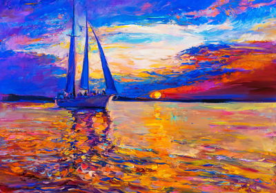 Ljuddämpande tavla - Colorful sunset by the sea