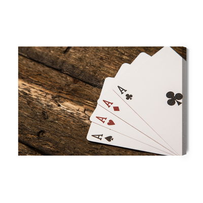 Ljuddämpande tavla - Aces on a wooden table