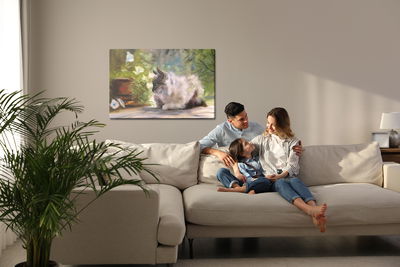 Ljuddämpande tavla - A cat among the green