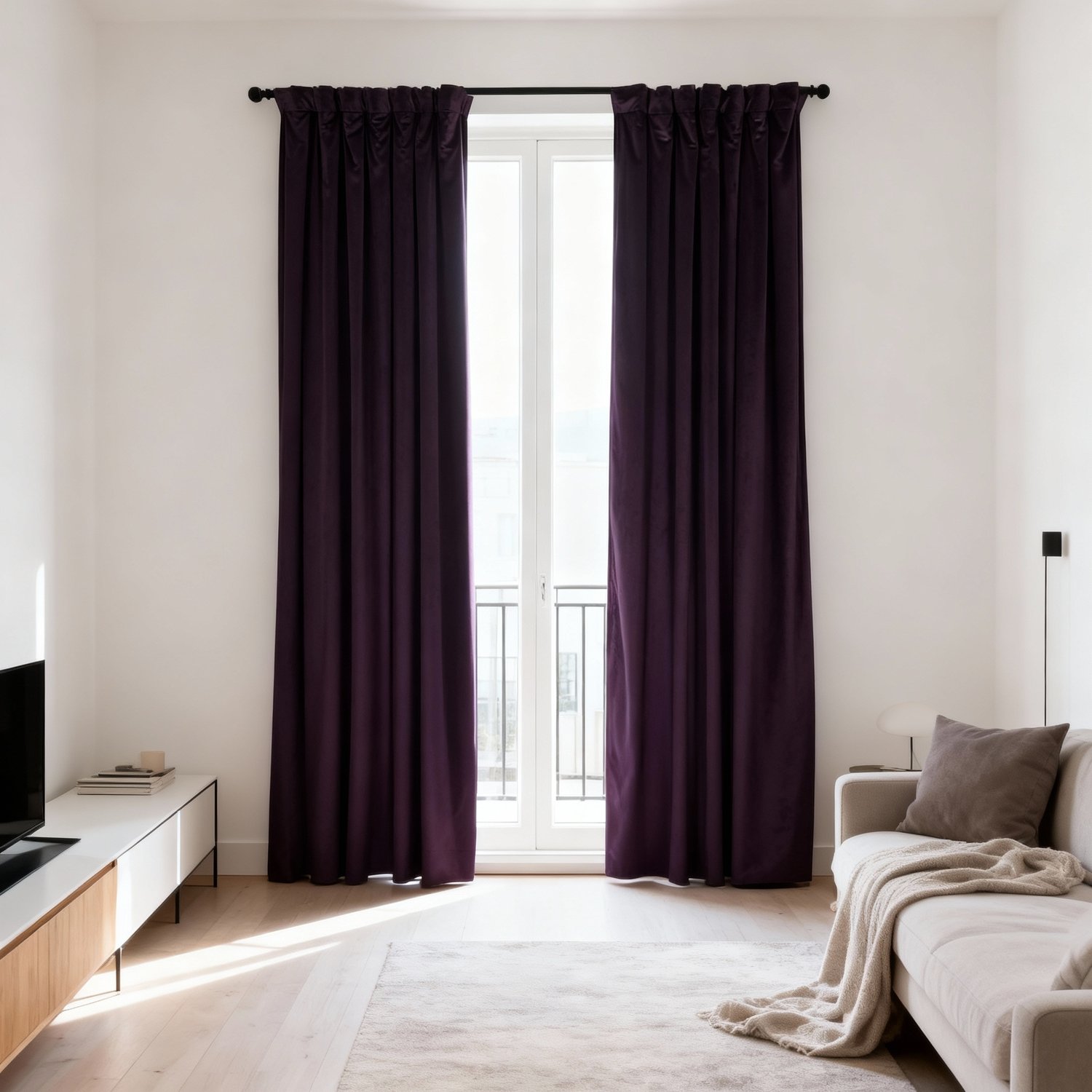 Extra bred ljuddämpande gardin – Silent Curtain Feltra (280cm 180cm Mörklila (69) Utan mörkläggning)