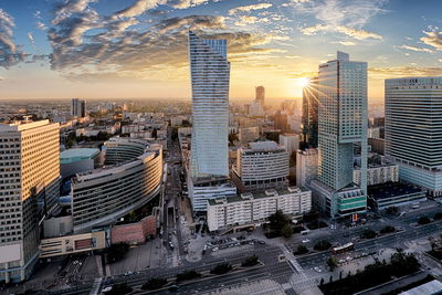 Ljuddämpande tavla - Warsaw skyscrapers at sunset