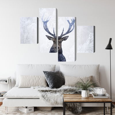 Ljuddämpande tavla - Deer in the winter 3d forest