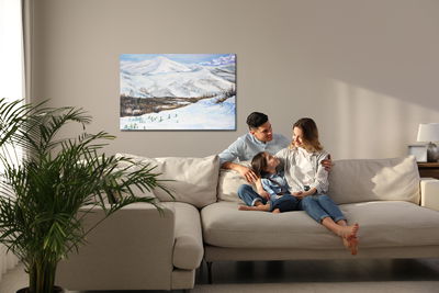 Ljuddämpande tavla - Landscape with snow-capped