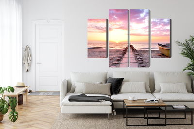 Ljuddämpande tavla - Boat on the beach 3d