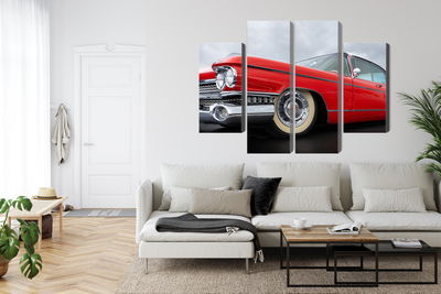 Ljuddämpande tavla - A red car from the 1950s