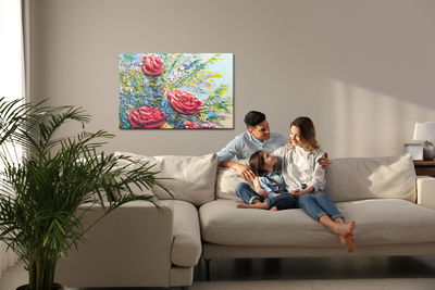 Ljuddämpande tavla - A painting of blooming roses