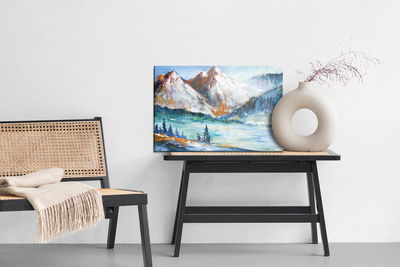 Ljuddämpande tavla - Painted mountain landscape