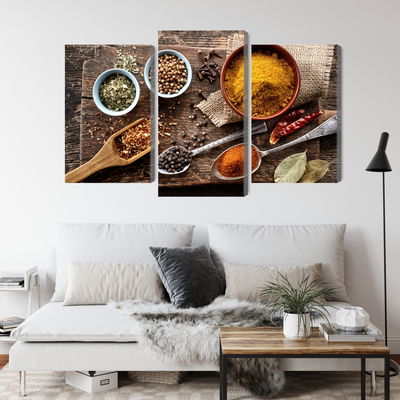 Ljuddämpande tavla - Board with various spices