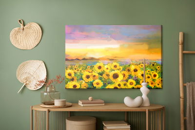 Ljuddämpande tavla - A landscape with sunflowers