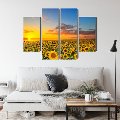 Ljuddämpande tavla - Sunset over a 3d sunflower