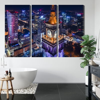 Ljuddämpande tavla - Warsaw panorama at night