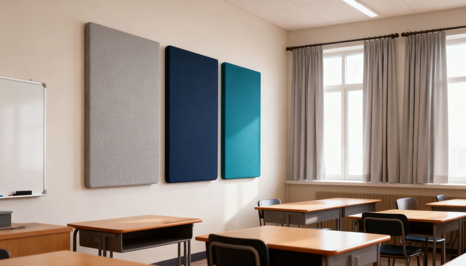 Ljudabsorbera en vägg i skola