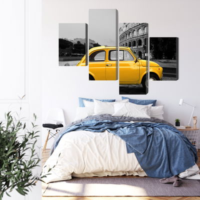 Ljuddämpande tavla - Yellow retro car