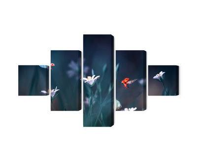 Ljuddämpande tavla - Ladybugs and wildflowers