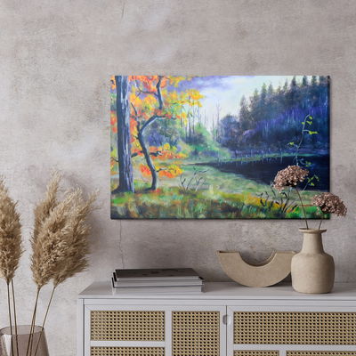 Ljuddämpande tavla - Autumn forest in the evening
