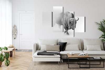 Ljuddämpande tavla - Bison in the fog 3d