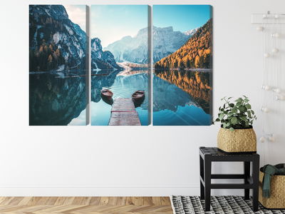 Ljuddämpande tavla - Lake braies in the italian