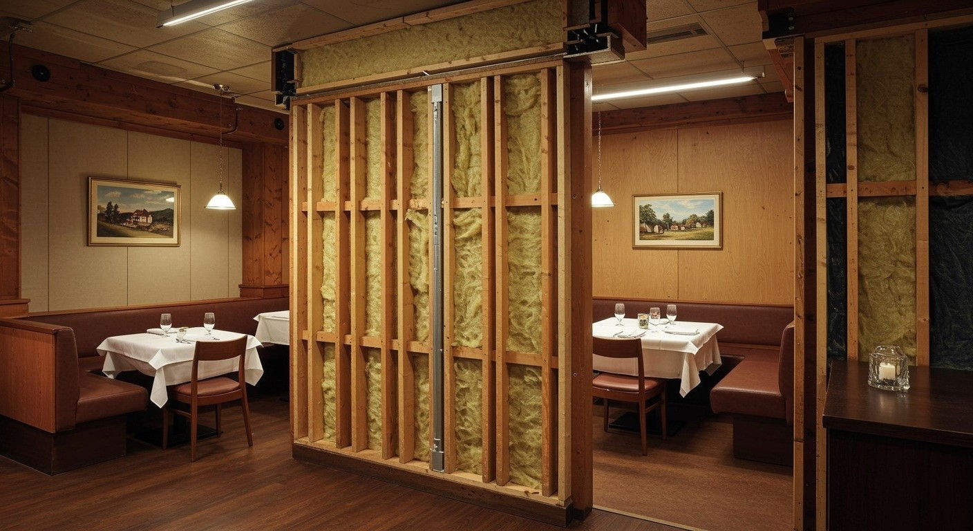 Ljudisolera och vibrationsdämpa väggar i en restaurang