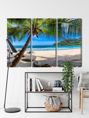 Ljuddämpande tavla - Tropical beach with 3d palm