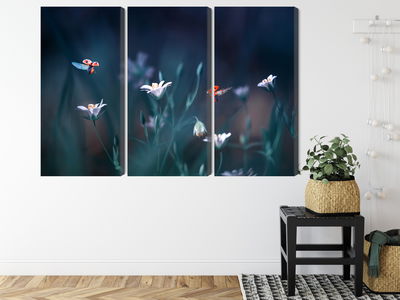 Ljuddämpande tavla - Ladybugs and wildflowers