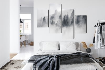 Ljuddämpande tavla - Forest covered with fog