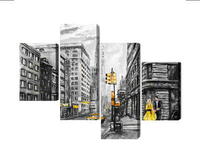 Ljuddämpande tavla - View of the street of new