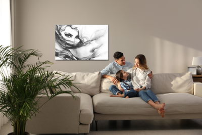 Ljuddämpande tavla - Black and white female face