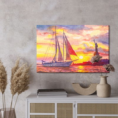 Ljuddämpande tavla - Sailboat and the statue