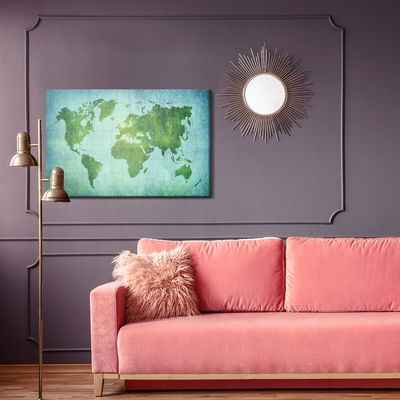 Ljuddämpande tavla - Green-blue world map