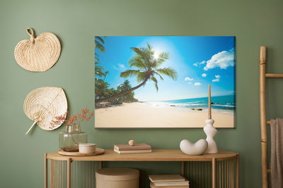 Ljuddämpande tavla - White beach with palm