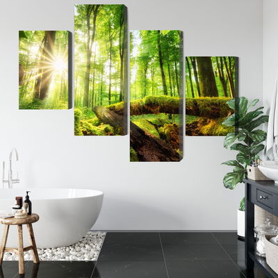 Ljuddämpande tavla - Sunrays in a forest 3d