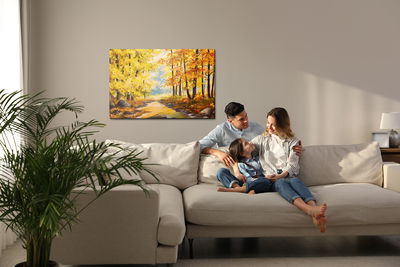 Ljuddämpande tavla - Rocks in the autumn forest